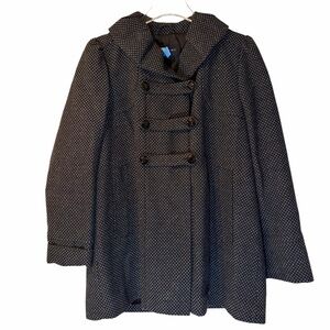 Banana Republic Black White Peacoat Jacket Peter Pan Collar Lined Women L